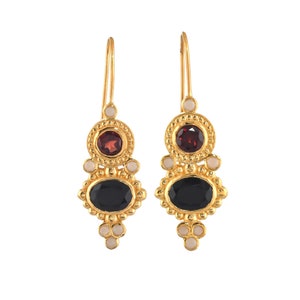 Black Onyx, Garnet & Pearl Vermeil 14K Gold Over Sterling Silver Earring