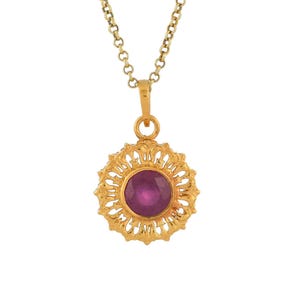 Ruby 14K Gold Vermeil Over Sterling Silver Pendant