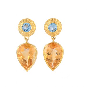 Citrine & Blue Topaz Vermeil 14K Gold Over Sterling Silver Earring
