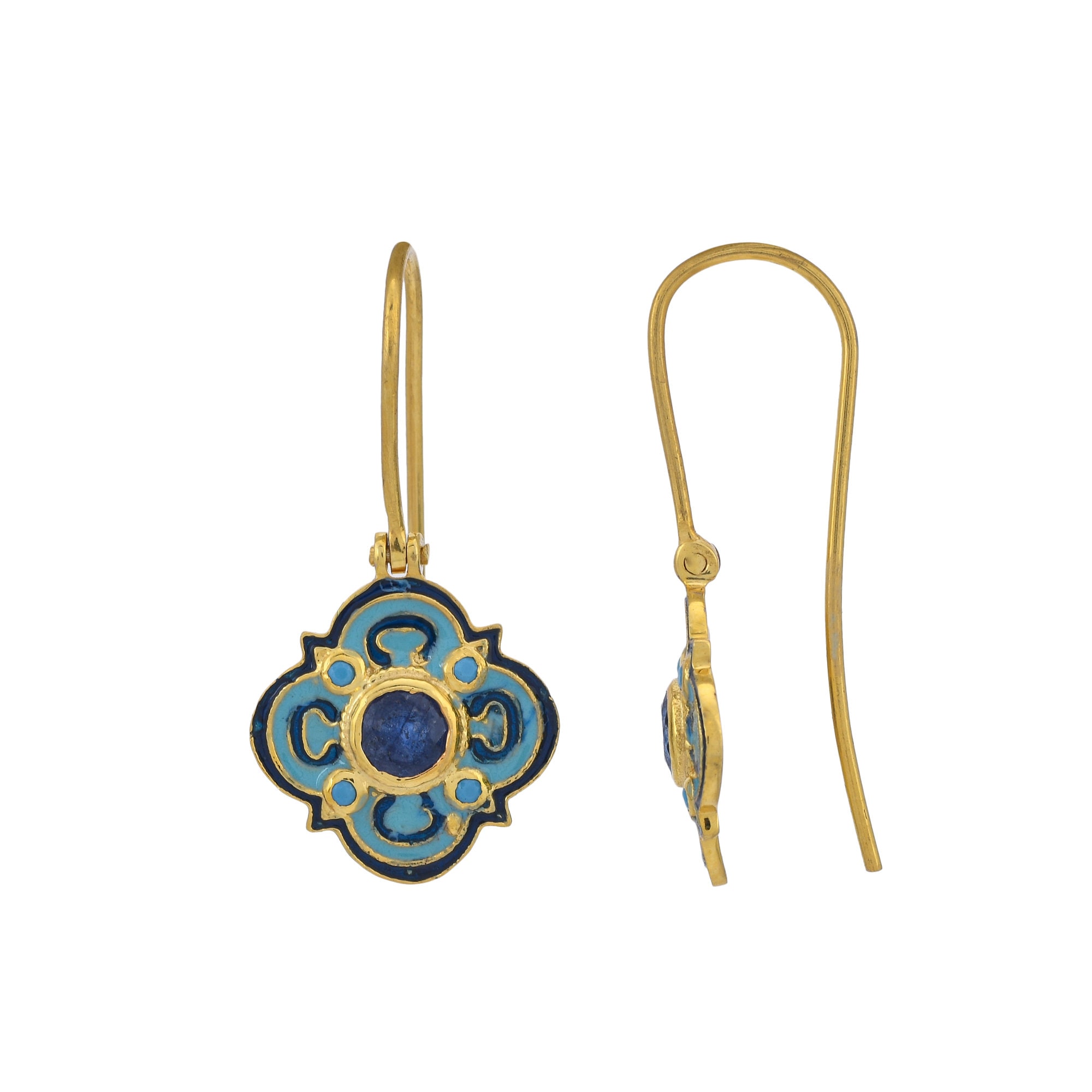 Orecchini A Goccia Zaffiro Blu E Oro Rosa 14k Vermeil - Pietra Nascita Settembre