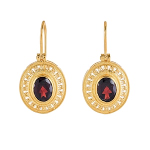 Brinco Garnet Vermeil ouro 14K sobre prata esterlina