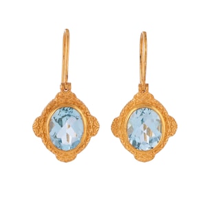 Blautopas Vermeil 14K Gold über Sterling Silber Ohrring