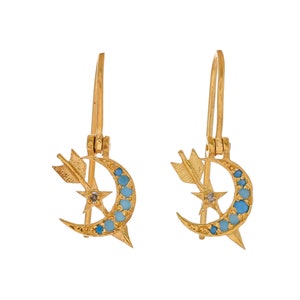 Türkis & Perle Vermeil 14K Gold über Sterling Silber Ohrring