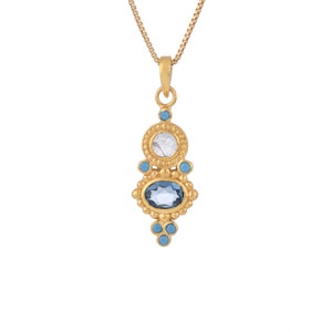 London Topaz, Turquoise & Labradorite 14K Gold Vermeil Over Sterling Silver Pendant