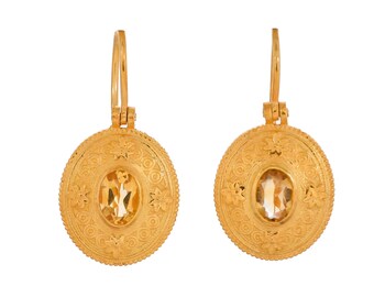 Orecchino in oro 14 carati citrino vermeil su argento sterling