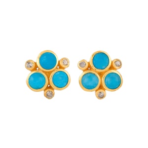 Türkis & Diamant Vermeil 14K Gold über Sterling Silber Ohrstecker