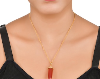 Orange Onyx & Pearl 14K Gold Vermeil Over Sterling Silver Pencil
