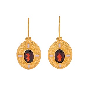 Granat Vermeil 14K Gold über Sterling Silber emaillierte Ohrring