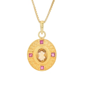 Citrine & Ruby 14K Gold Vermeil Over Sterling Silver Pendant