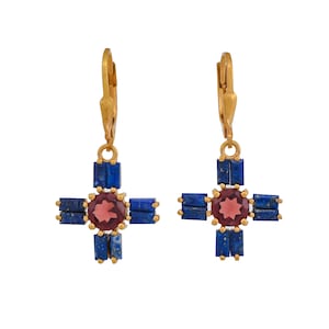 Lapis Lazuli & Granat Vermeil 14K Gold über Sterling Silber Ohrring