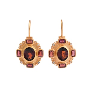 Garnet & Pearl Vermeil 14K Gold Over Sterling Silver Earring