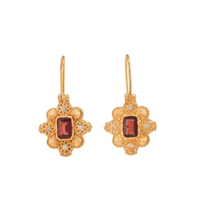 Garnet & Pearl Vermeil 14K Gold Over Sterling Silver Earring