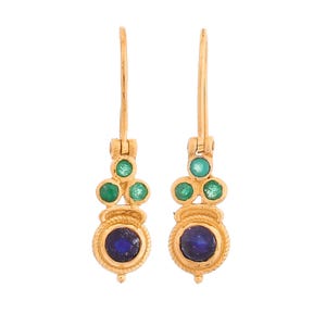 Emerald & Blue Sapphire 14K Gold Vermeil Over Sterling Silver Earring