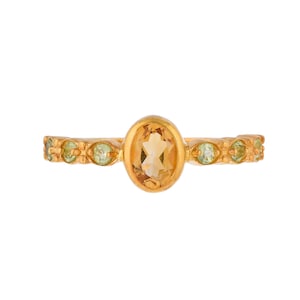 Golden Citrine & Peridot 14K Gold Vermeil Over Sterling Silver Ring