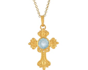 Blue Topaz 14K Gold Vermeil Over Sterling Silver Pendant