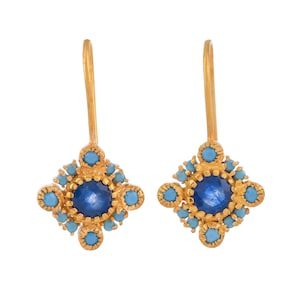 Blauer Saphir & Türkis 14K Gold Vermeil über Sterling Silber Ohrring