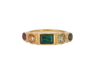 Emerald, Peridot, Citrine & Amethyst 14K Gold Vermeil Over Sterling Silver Ring