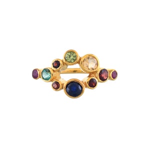 Blue Sapphire, Emerald, Ruby, Garnet, Peridot & Citrine 14K Gold Vermeil Over Sterling Silver Ring