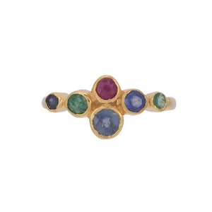 Sapphire, Ruby & Emerald 14K Gold Vermeil Over Sterling Silver Ring