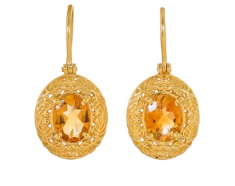 Orecchino in oro 14 carati citrino vermeil su argento sterling
