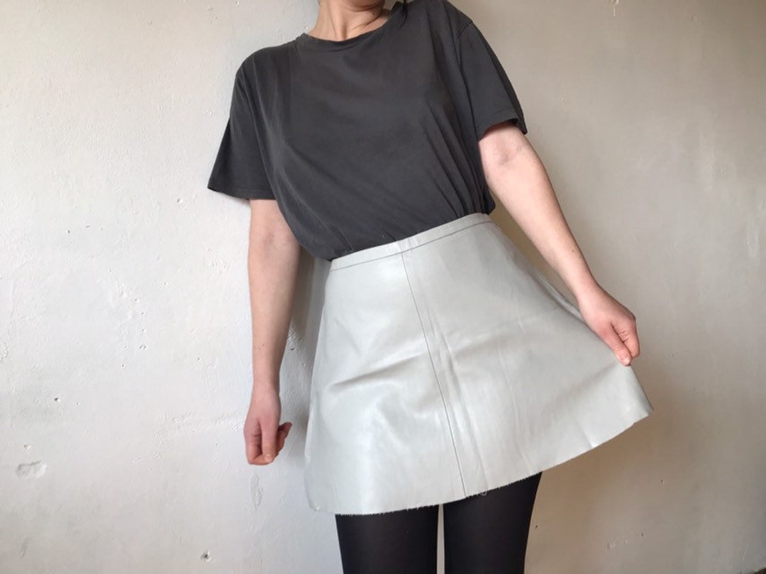 Gray Mini Faux Leather Skirt BCBGMAXAZRIA BCBG Max Azria 90s - Etsy