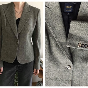 New Grey Brown Women&#39;s Jacket PAUW Amsterdam Wool Size 2 S M woolen Blazer