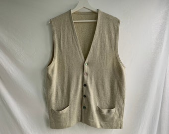 Vintage Waistcoat Wool Womens Knitted Unisex