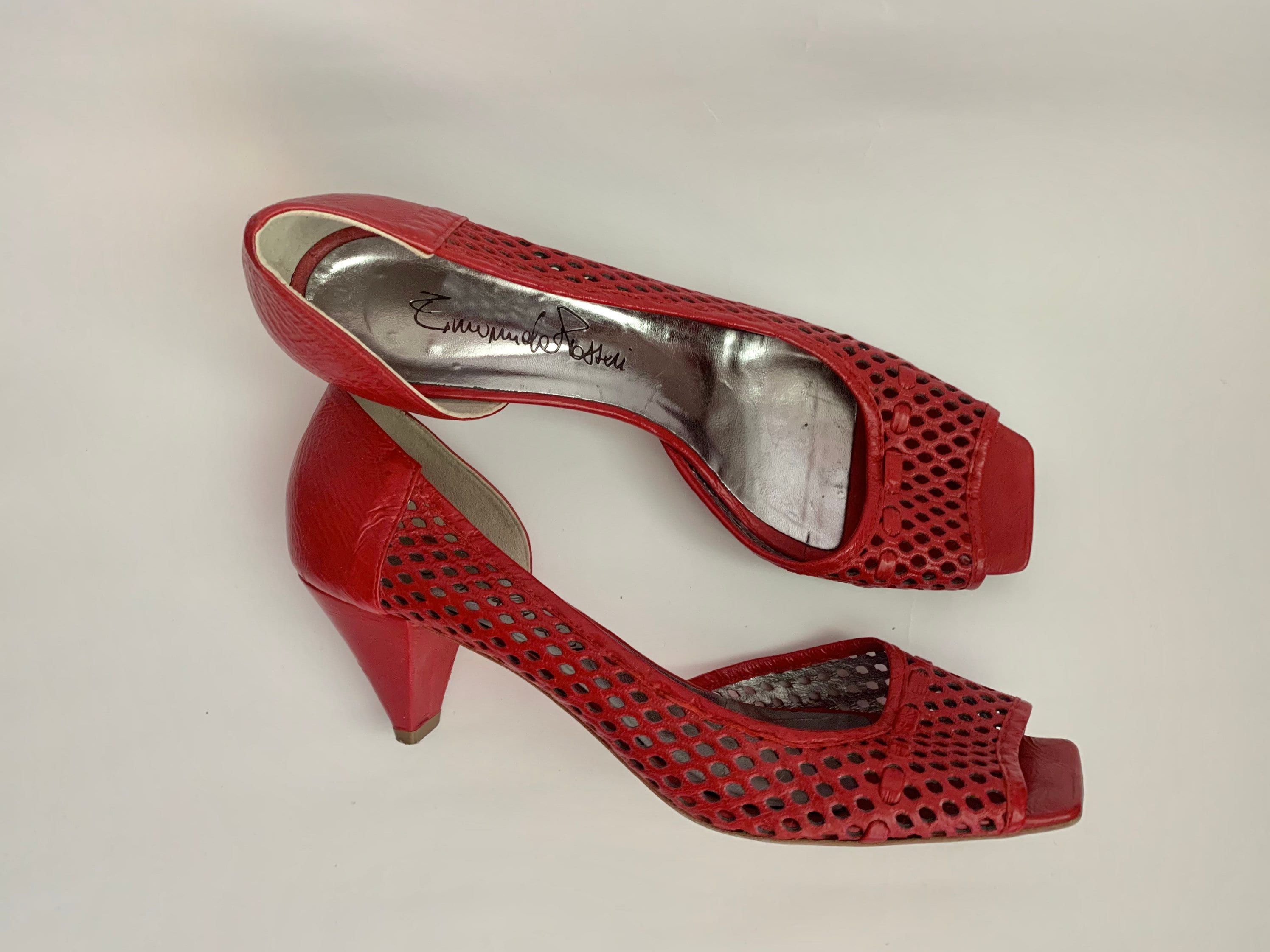 Scarpe Emanuela Passeri Rosse Stile Vintage Tacco 39/26 cm Made in