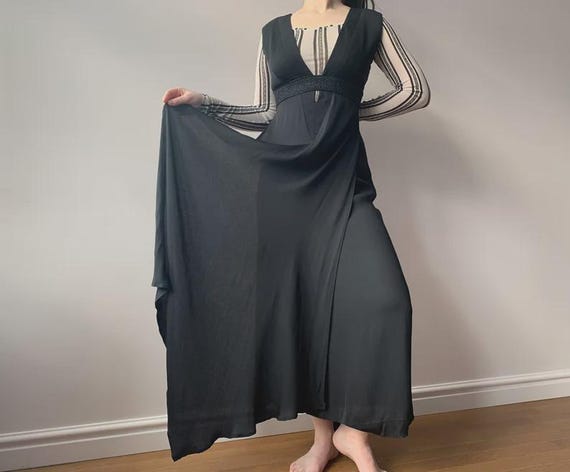 Gianfranco Ferré, Vintage Gianfranco Ferré Black Evening Gown, Silk Lined, Open Back, US 8