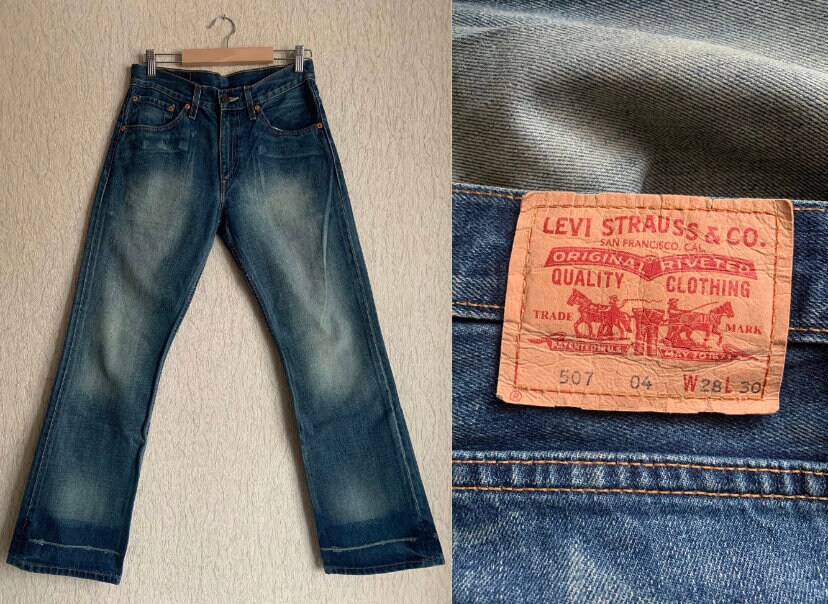 Levis 507 04 Bootcut Blue Denim Whisker Jeans Levis Size W28 L30 S Etsy