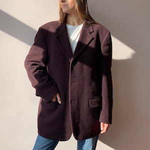 Vintage Wool Cashmere Men&#39;s Suit Blazer Unisex Coat Jacket Women&#39;s Classic Made in Italy Size 54 XXL oversized