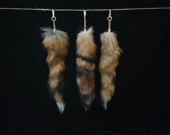 soft tanned clip on fox tail keychain, suitable for cosplay.