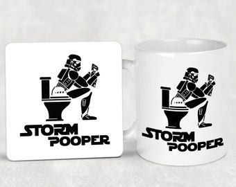 Storm Pooper Star Wars Parodie Lustig Kaffeebecher und Untersetzer Set Geschenk