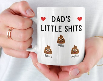 Father's Day Personalised Mug, Dad Gift, Personalised Birthday Gift, Funny Dads Little Shits, Gift For Him