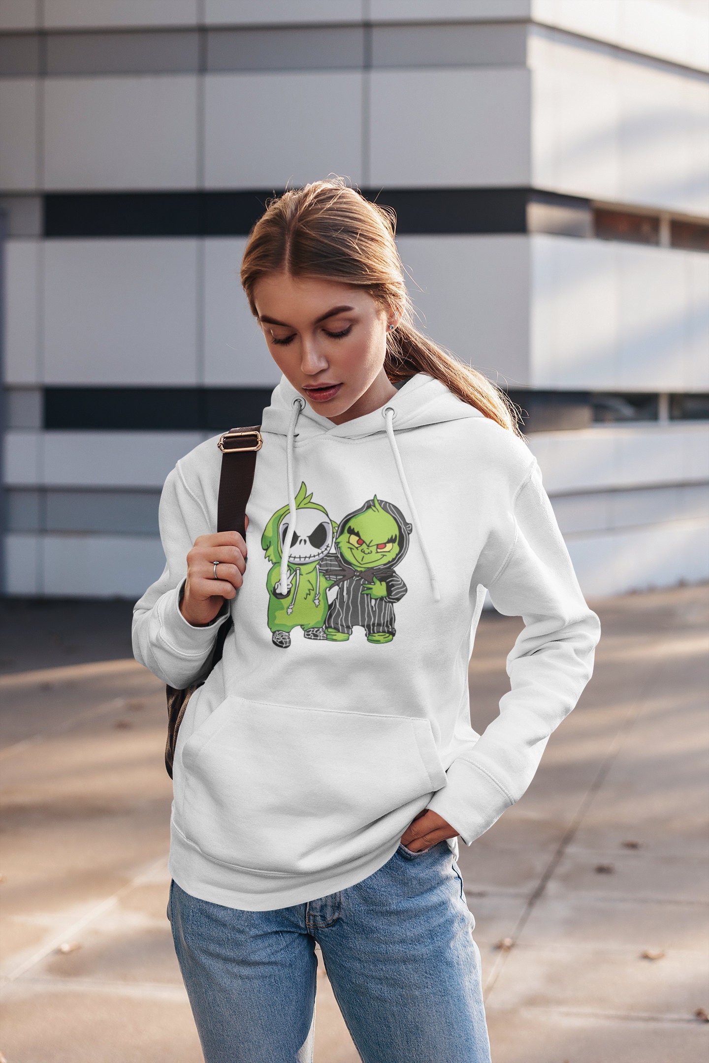 Grinch and Jack Skellington Nightmare Before Christmas the Grinch Christmas Hoodie Gift Etsy