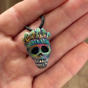 Handmade Skull Polymer Clay Pendant, Skull Charm, Skull Jewelry, Artistic Skull Necklace, Unique Jewellery Gift, Handcrafted Charm