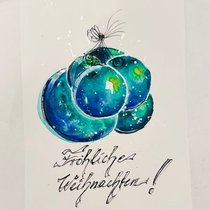 Handgemachte Postkarte Weihnachtskarten Original-Aquarell vom Tegernsee