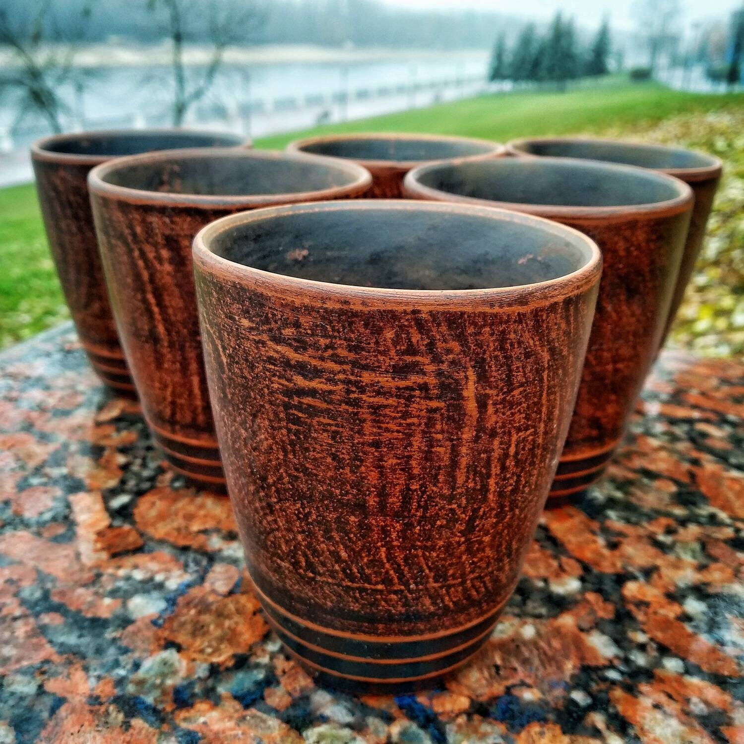 Ceramic wine cups set 6pc. Handmade from red clay. European Etsy