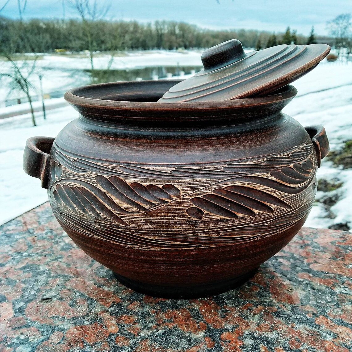 Ceramic casserole with handles. Pottery Clay quality handmade Etsy
