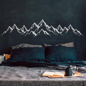 Mountain Landscape Vinyl Wall Decal: Modern Minimalist Decor, Nature Art