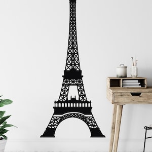 Calcomanía de pared de la Torre Eiffel Decoración de la habitación temática de París, Decoración de la pared de Francia, Regalos temáticos de París, Calcomanía de pared grande, Decoración de pared moderna, Regalo para ella 118
