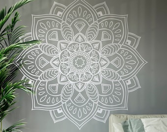 Mandala Wall Art Decal, Mandala Vinyl Sticker, Yoga Wall Art, Meditation Decor for Home Studio, Boho Bohemian Provance Cozy Decor Ideas 220