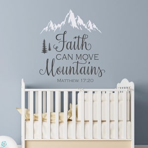 Faith Can Move Mountains Decal Bible Verse Wall Decal Quote - Scripture Decals, Christian Wall Decor for Home, Religious Wall Decal Sticker