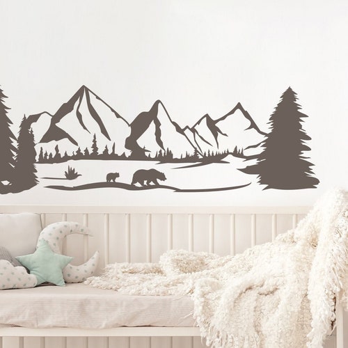 Bear Wall Decal Woodland Nursery Decor Nursery Wall Decals Etsy