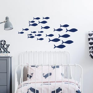 School Of Fish Decal - Nursery Wall Decal, School Of Fish Wall Decor for Childrens Room Bathroom Bedroom Nautical Marine, Ocean Wall Sticker