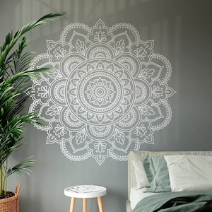 Mandala Wall Art Sticker, Half Mandala Wall Decal, Beautiful Mandala Vinyl Decal, Boho Bohemian Provance Cozy Home Living Studio Decor Ideas