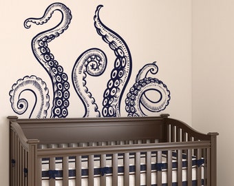 Large Octopus Tentacles Wall Decal, Octopus Vinyl Sticker, Kraken Wall Decal, Sea Animals Nursery Decor, Sea Life Wall Art Decor Home 269