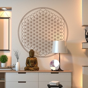 Muursticker Flower of Life: heilige geometrie, yogastudio decor LW265