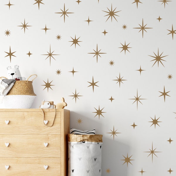 Sparkle Wall Decals - Gold Star Decals, Nursery Wall Decal, Kids Room Decor, Star Wall Decor, Sparkle Wall Art, Baby Room Star Wall Sticker