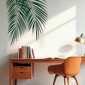 Large Exotic Palm Tree Leaf Wall Decal, Nature Inspired Vinyl Sticker for Accent Wall